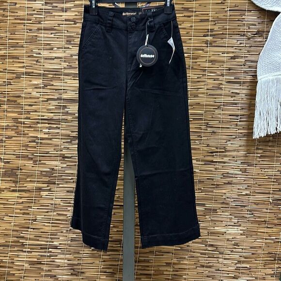 Dollhouse Juniors' Super-High-Rise Cropped Wide-Leg Trouser Jeans - Black Size 3 - Picture 2 of 3